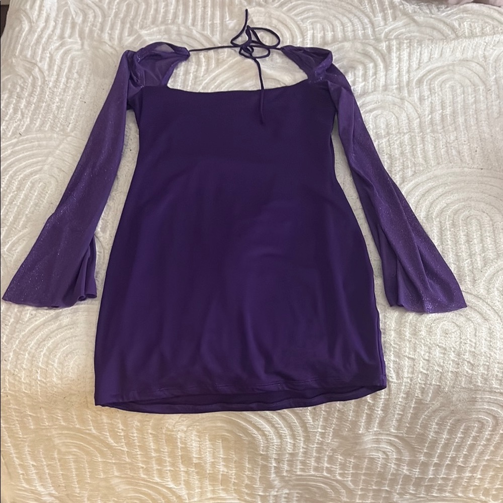 Purple Long Sleeve formal dress